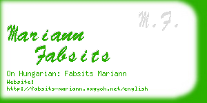 mariann fabsits business card